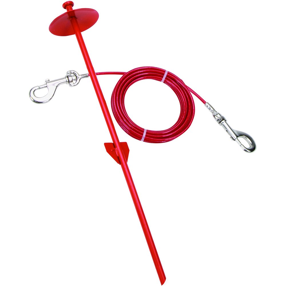 Titan Dog Stake And 15' Tie Out ComboDome Stake W/Red Cable