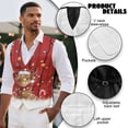 thumbnail image 6 of Yuyamidu Highland Cow Men's Classic Slim Fit Dress Vest Formal Wedding Prom Tuxedo Suit Vest with Pocket Lightweight Christmas Waistcoat Size S, 6 of 7