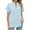Sky Blue, variant on T-Shirts for Women Summer Casual Fashion Solid V Neck Short Sleeve Button Loose Plus Size Clothes Hot Pink 2XL