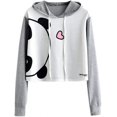 thumbnail image 1 of Sudaderas con estampado de panda lindo para mujer Sudadera con capucha con cordón Sudadera con capucha de manga larga Top corto Adepaton WMZY-682-2, 1 of 4