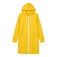 thumbnail image 5 of Swanpen Women's Solid Color Zip Up Long Hoodie Jacket Loose Mid Length Fleece Coat with Side Pockets, 5 of 5