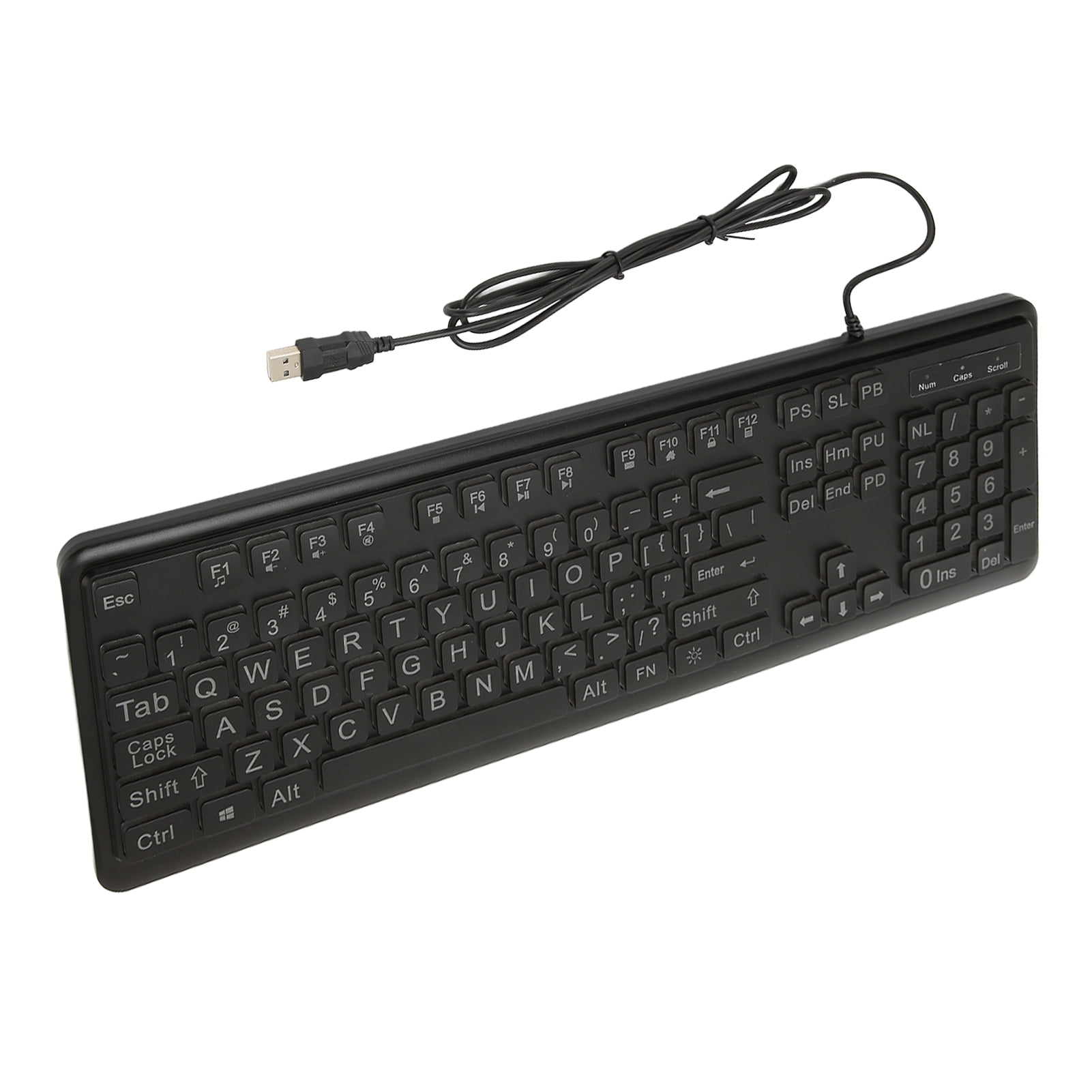 Fyydes Large Print Keyboard Large Bold Letters 104 Keys Standard Full Size USB Wired White LED Backlit Computer Keyboard,Large Print Keyboard,Lighted Keyboard