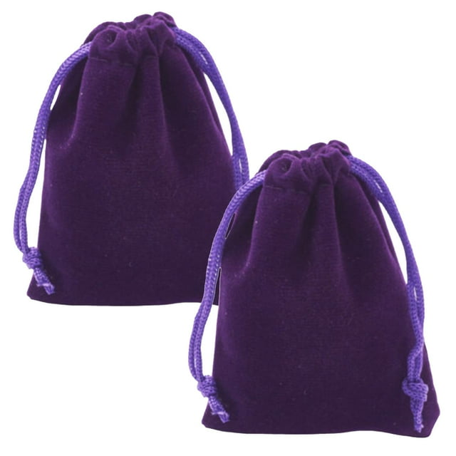 Bolsas con cordón para joyería MiniVelvPurple 2Pzas Morado 7.2x9cm Terciopelo Bolsa Organza.