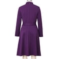thumbnail image 7 of Afinprain Womens Clergy Long Sleeve A‑Line Dress with Tab Collar Tie Belt Side Buttons, 7 of 7