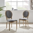 thumbnail image 2 of Linon Avalon Oak Wood Oval Back Set of Two Upholstered Dining Chairs in Charcoal, 2 of 10