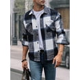 thumbnail image 2 of Liacowi Men's Autumn Winter Casual Shirts Long Sleeve Lapel Plaid Button Shirts Fashion Loose Fit Outwear, 2 of 8