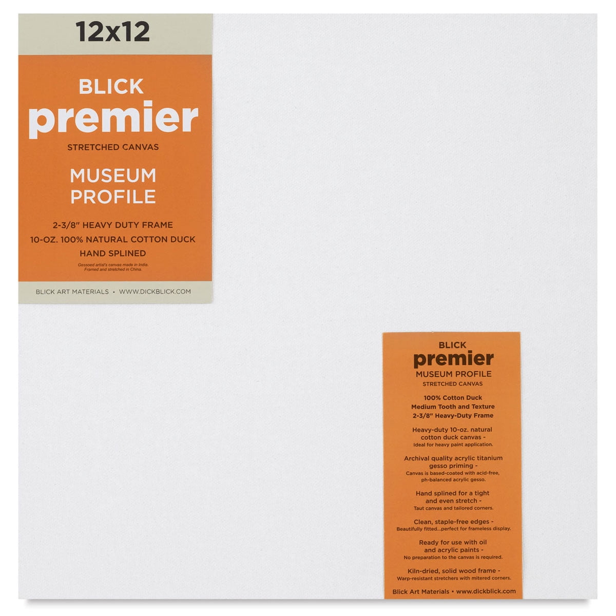 Blick Premier Stretched Cotton Canvas - Museum Profile, Splined, 12" x 12"