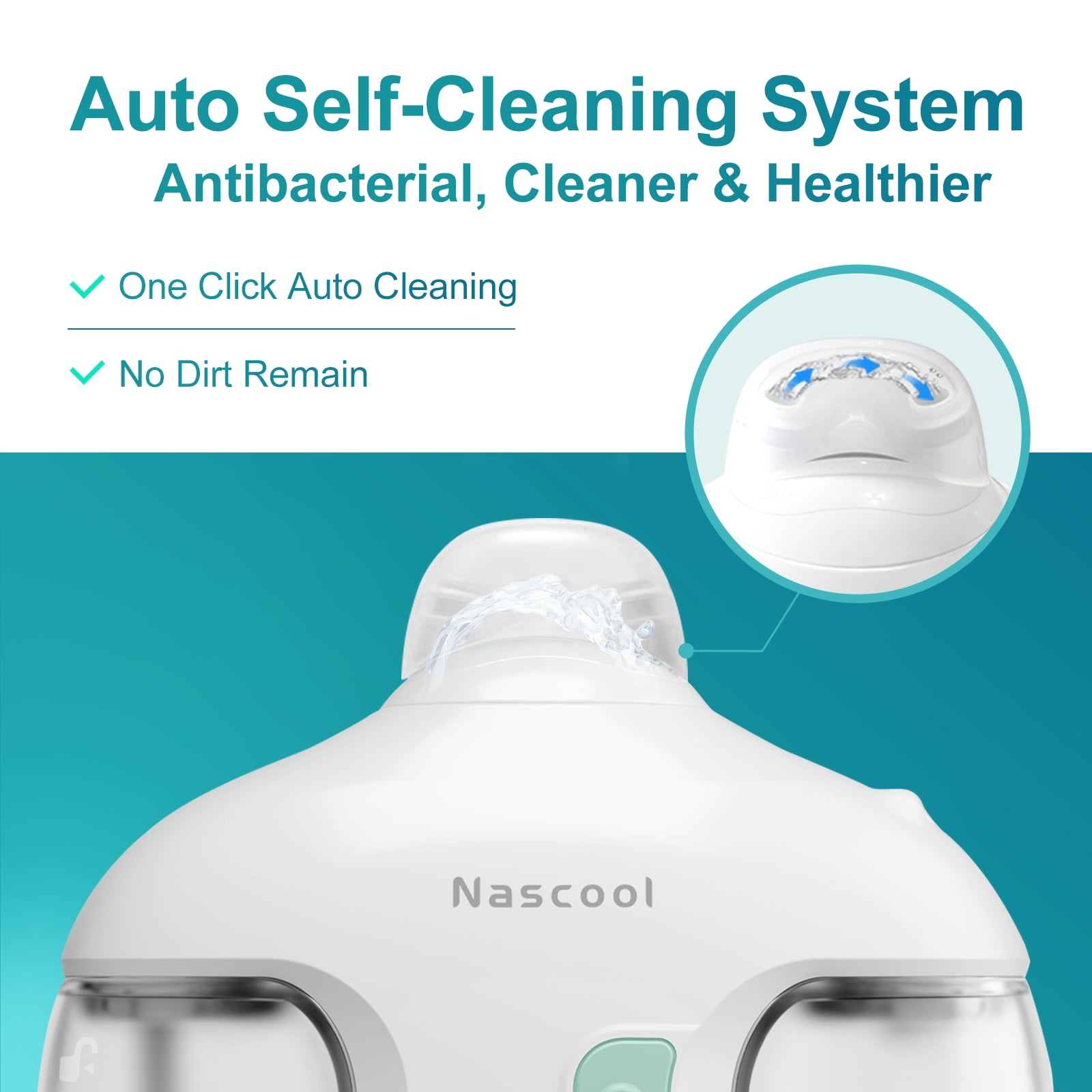 Nascool Nasal Irrigation System Electric Sinus Rinse Machine Nose Cleaner for Adult Sinus Symptoms Relief with 50 Saline Packets (White)