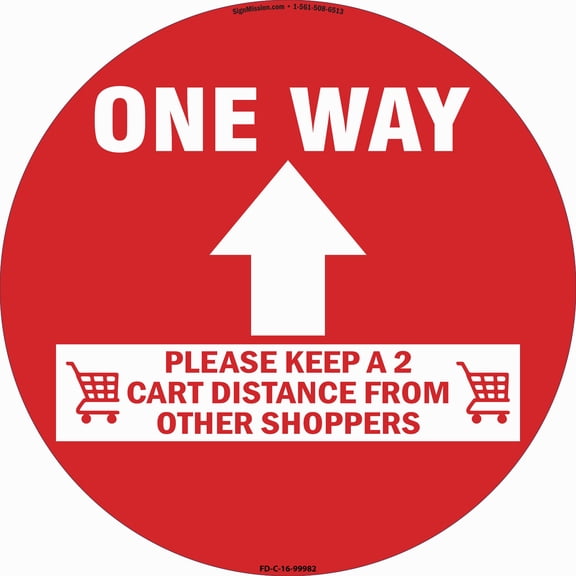 Coronavirus One Way Arrow 2 Cart Distance Non-Slip Floor Graphic | 3 Pack of Vinyl Decal | Protect Your Business, Work Place & Customers | Made in The USA