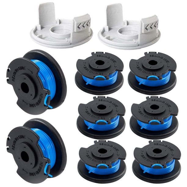 Carrete de hilo de desbrozadora para Ryobi One + AC14RL3A OEM, 8 carretes de hilo de desbrozadora con 2 cubiertas de carrete, longitud 3,35 m, diámetro 1,65 mm