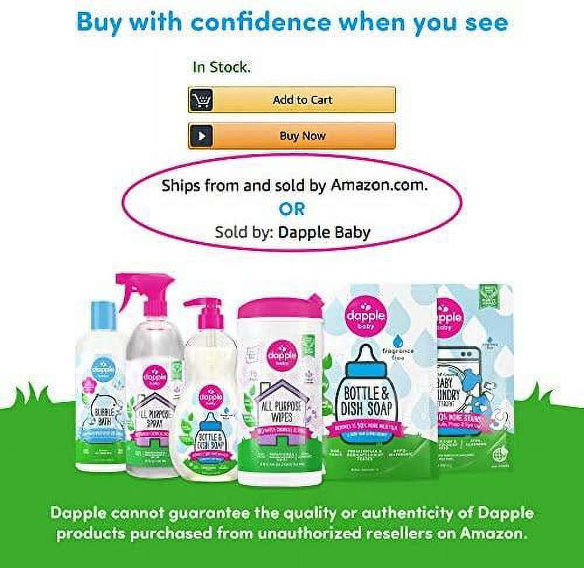 Dapple Baby, Bottle and Dish Soap Dish Liquid Plant Based Hypoallergenic 1  Pump Included, Packaging May Vary, Fragrance Free, 16.9 Fl Oz (Pack of 3)