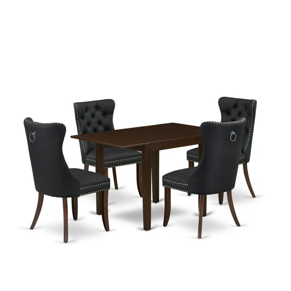 East West Furniture 5 Piece Dining Set Consists of a Rectangle Kitchen Table with Dropleaf