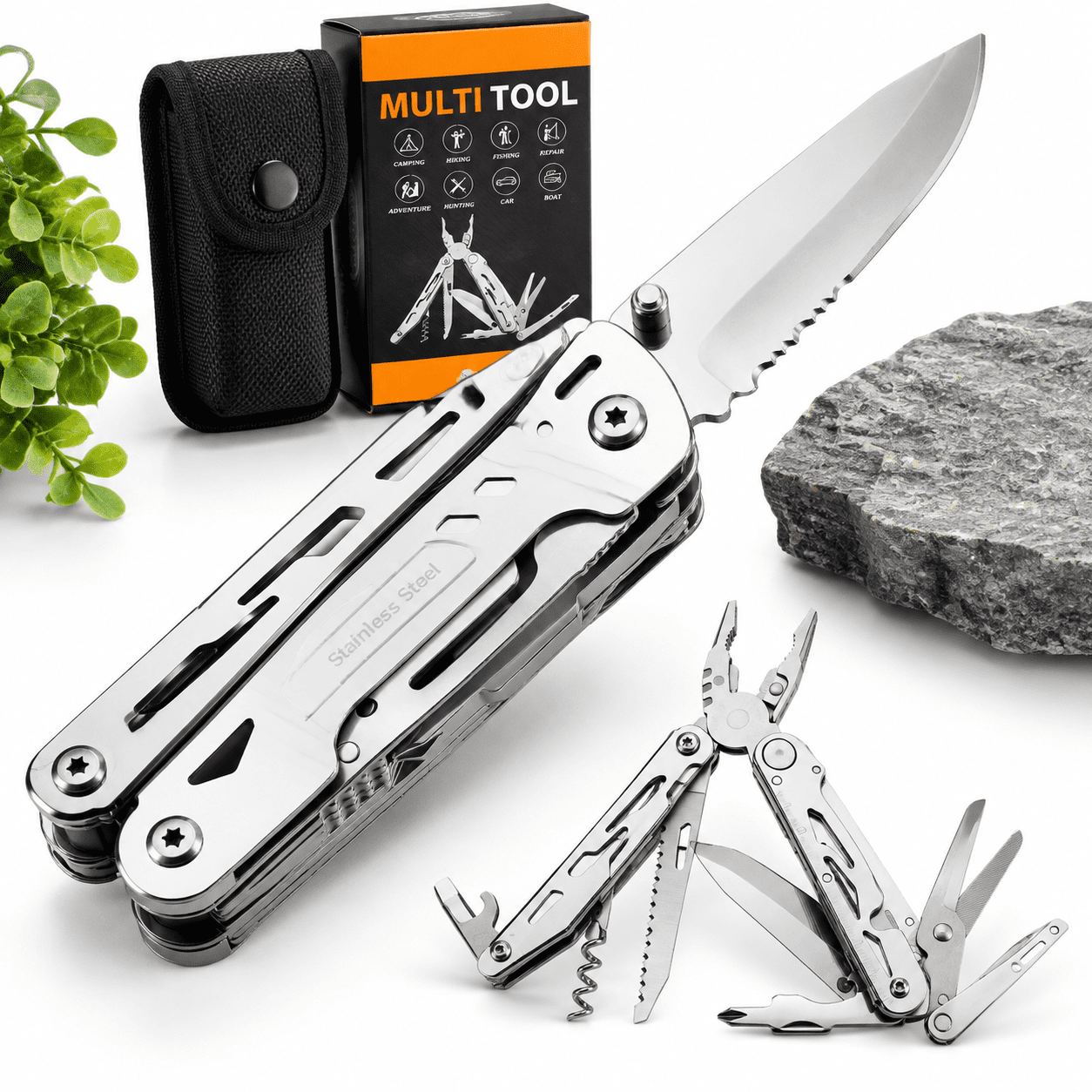 Multi Tool Pocket Camping Gifts For Men Dad Husband 18 In 1 Multitool Pliers Corkscrew Bottle Opener 9-packs Safety Lock Nylon She