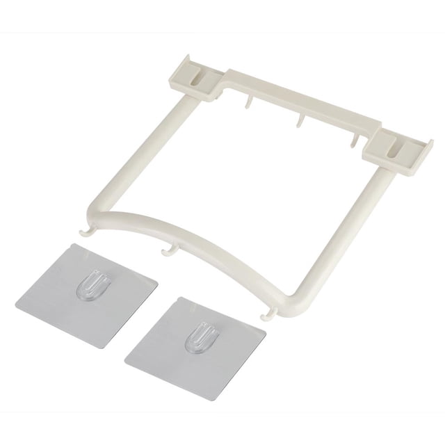 Soporte para cepillos de dientes y ganchos, sin clavos, resistente estante de baño de pared de color blanco