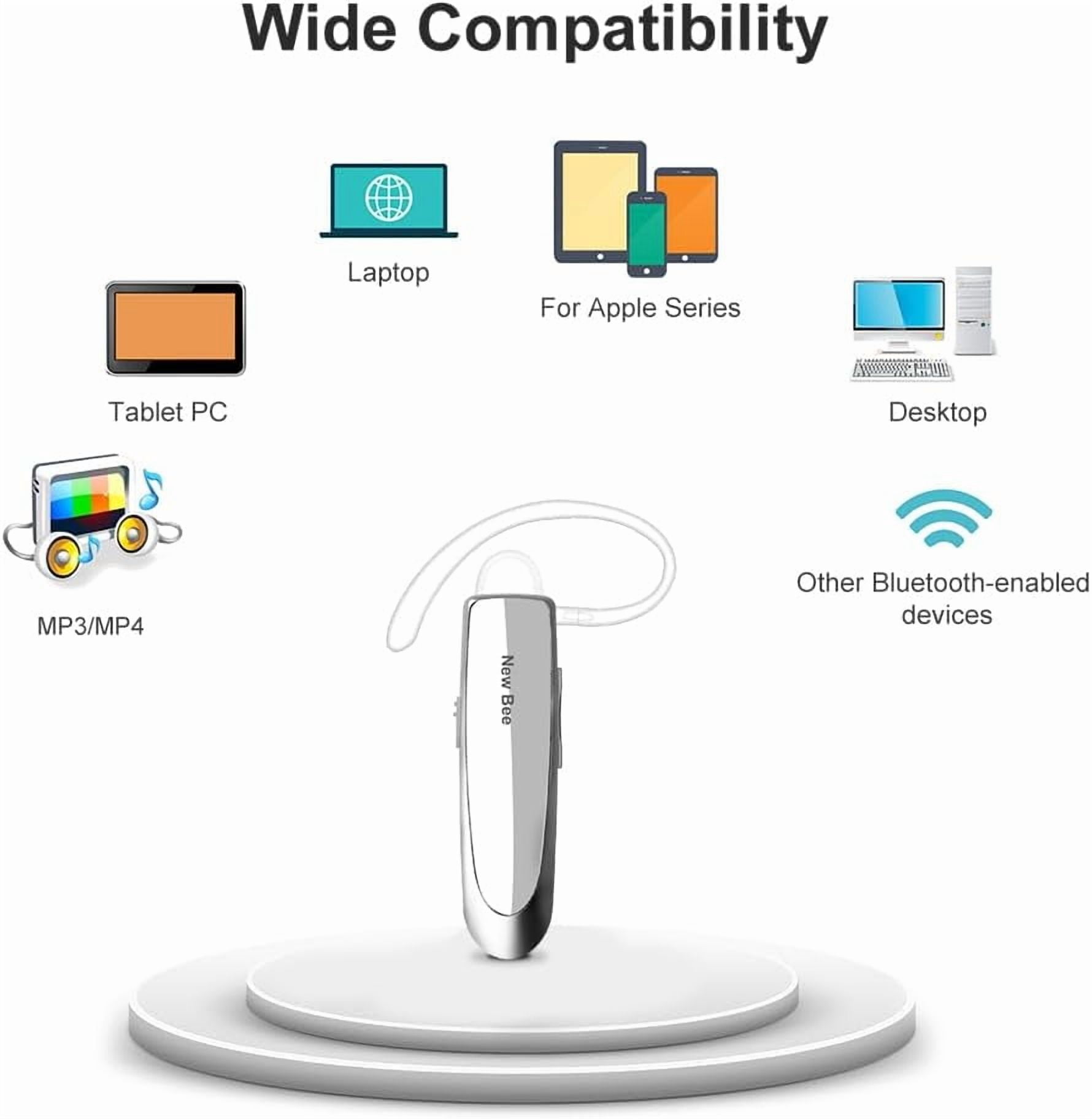 General [2 Pack] Bluetooth Earpiece V5.0 Wireless Handsfree Headset 24 Hrs Driving 60 Days Standby Time with Bluetooth Headset for iPhone Android Laptop Truck Driver(White)
