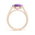 thumbnail image 2 of ANGARA Natural Round 3.2 ct Amethyst Cathedral Ring with Diamond Halo in 14K Rose Gold for Women (Size-10mm) | February Birthstone, Anniversary, Jewelry Gift for Women | Natural Amethyst Ring, 2 of 9