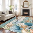 thumbnail image 2 of Large Area Rugs for Living Room Bedroom, Teal Brown Beach Coastal 8'x10' Rug Carpet Runner Indoor Outdoor, Summer Nautical Coral Shell Botanical Vintage Non Slip Floor Mats Rug for Kitchen, Patio, 2 of 8