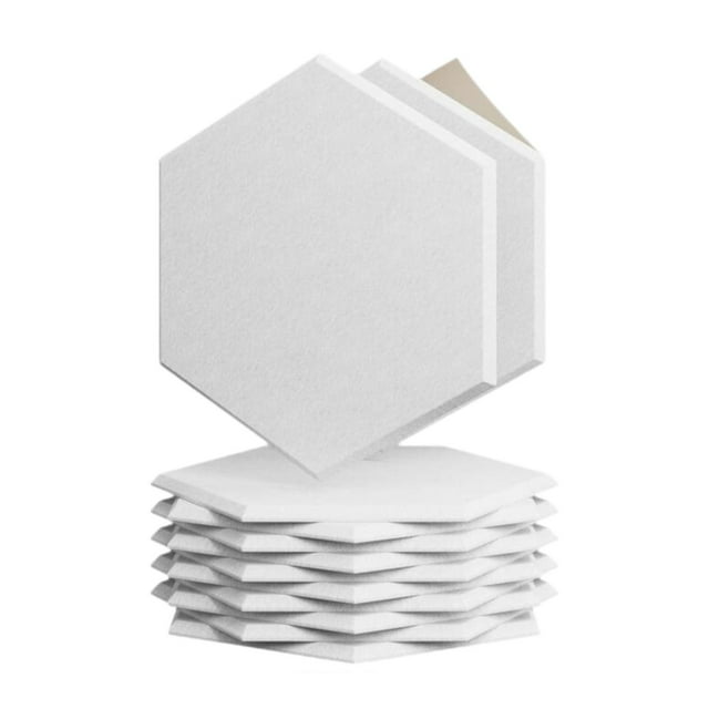 12 paneles acústicos hexagonales para tratamiento acústico en teatros y oficinas blanco