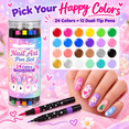 thumbnail image 3 of 24 Colors Tip Nail Art Pens Set, 12 PCS DIY Nail Painting Drawing Markers 2ml, Dual-End Nail Art Pen for Home Salon Manicure, Nail Design DIY Tool, 3 of 7