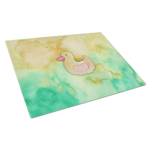 Caroline's Treasures Rubber Duckie Watercolor Glass Cutting Board Large