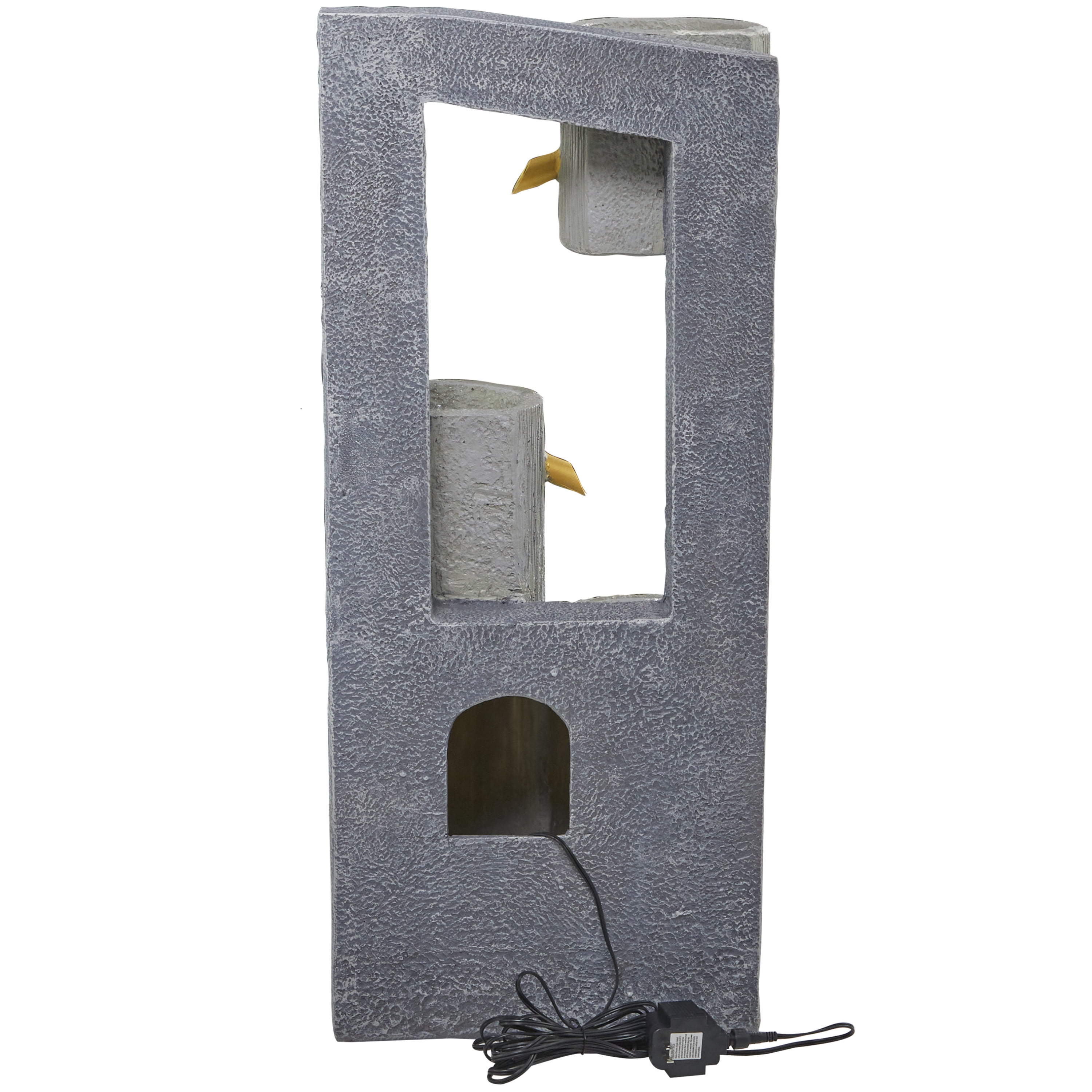 DecMode Gray 3 Tier Fountain Indoor Outdoor Decor with LED Light