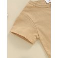 thumbnail image 5 of Infant Baby Boys Girls Cotton Linen Romper Solid Color Round Neck Short Sleeve Front Button Jumpsuit, 5 of 8