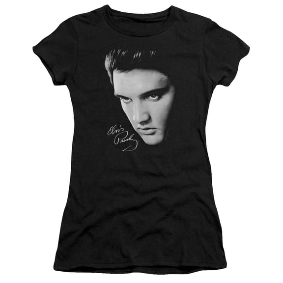 Elvis Presley - Face - Juniors Teen Girls Cap Sleeve Shirt - Large