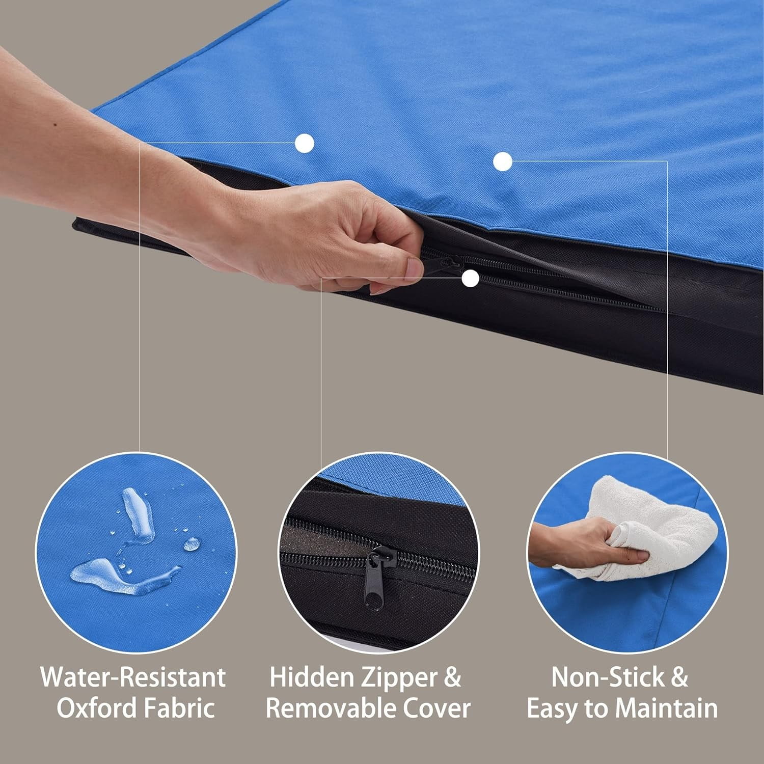 WATANIYA Foldable Travel Dog Bed, Outdoor Waterproof Orthopedic Pet Bed Mattress, Blue