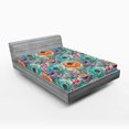 thumbnail image 2 of Ambesonne Nature Fitted Sheet, Pastel Hand-Drawn Flowers, California King, Pale Vermilion and Turquoise, 2 of 5