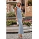 thumbnail image 4 of Vestido PRETTYGARDEN Maxi Gris Azul con Un Hombro y Fruncido Talle L, 4 of 8