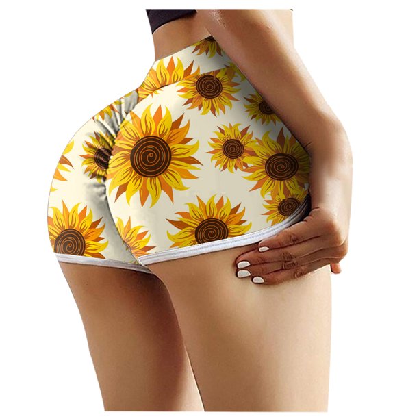 Gibobby Pantalones cortos de yoga Elástico Fitness Mujer Deportes Running Lifting Shorts Nalgas Yoga Yoga Pantalones(Amarillo,XG)