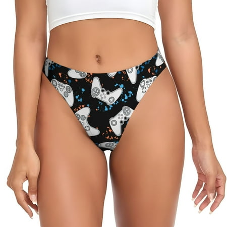 Rateoe Game Pattern Seamless Women Underwear Thongs No Show Ladies Thong No Line Breathable Comfortable Panties Undies for Women-3X-Large