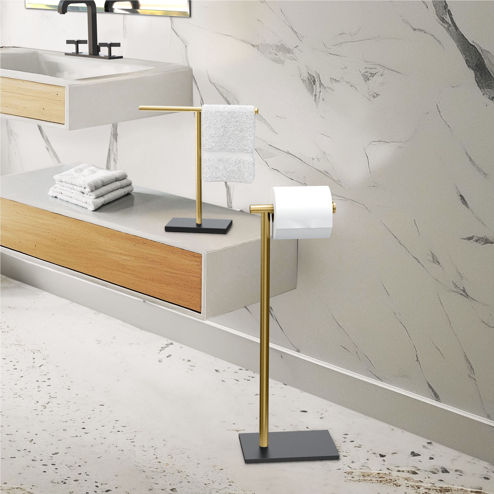 Gatco 1344SN Countertop T-Shape Hand Towel Holder 11", Acrylic/Satin Nickel