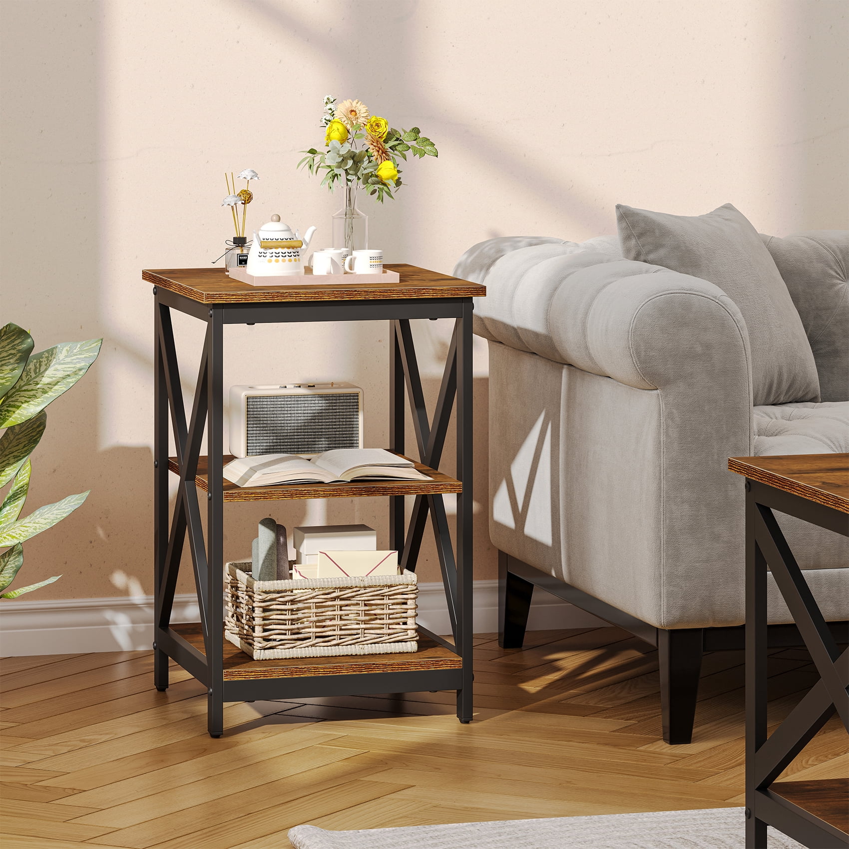 Timagebreze Wood 3-Piece Table Sets Includes 1 and 2 End Tables Home Accent Furniture for Living Room
