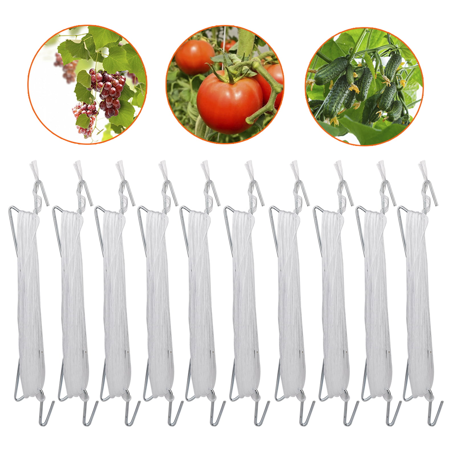 Pack of 40 Tomato Double Hooks Clamps with Twine For Planting Vegetable 