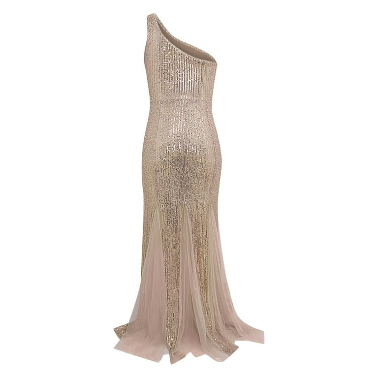 Lovskoo Wedding Guest Dresses for Women Evening Gown Trendy Sequin Slip  Dress Sparkly Glitter Party Club Long Wrap Evening Formal Cocktail Dresses  2023 Gold - Walmart.com