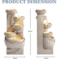 thumbnail image 3 of Haverchair Outdoor 5-Tiers Cascading Rock Water Fountain, Waterfall Fountain with 5 LED Lights, Beige Bowl Feature Fountains and Waterfalls for Garden or Patio, Yard, and Deck Decor, 3 of 9