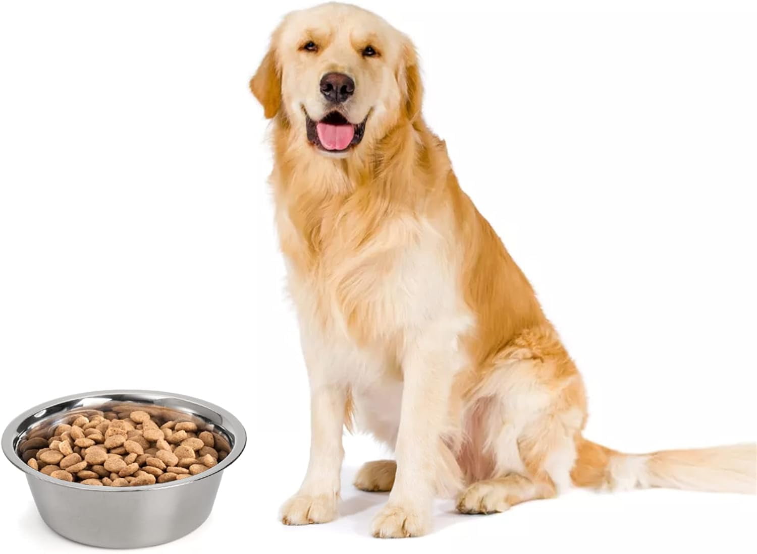 4-Pack Stainless Steel Dog and Cat Bowl, Metal Food and Water Dish, 8.26" Basic Pet Feed Bowl for Large Medium Dog, 47 OZ Replacement Bowls for Elevated Stand, Dishwasher Safe