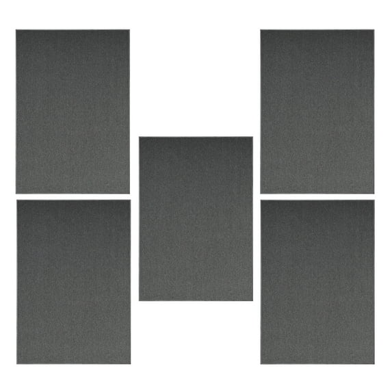 Furnish My Place Modern Indoor/Outdoor Commercial Solid Gray Rug, Modern Area Rug, Baby Nursery Mat, Pet-Friendly Carpet for Living Room, Playroom, Made in USA, 2' x 4' Rectangle - Set of 5