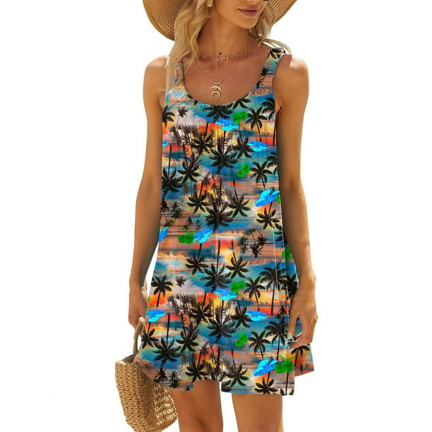 WILLBEST Vestidos de Verano para Mujer Vestidos de Moda para Mujer Vestido Tipo Chaleco Casual Vacaciones Vestido Corto de Verano Mediana