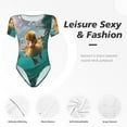 thumbnail image 5 of Lsque Underwater Swimming Duck Women's Crew Neck Short Sleeve Bodysuit Basic T Shirts Tops Onesie Adult Cute Pajama-Small, 5 of 8
