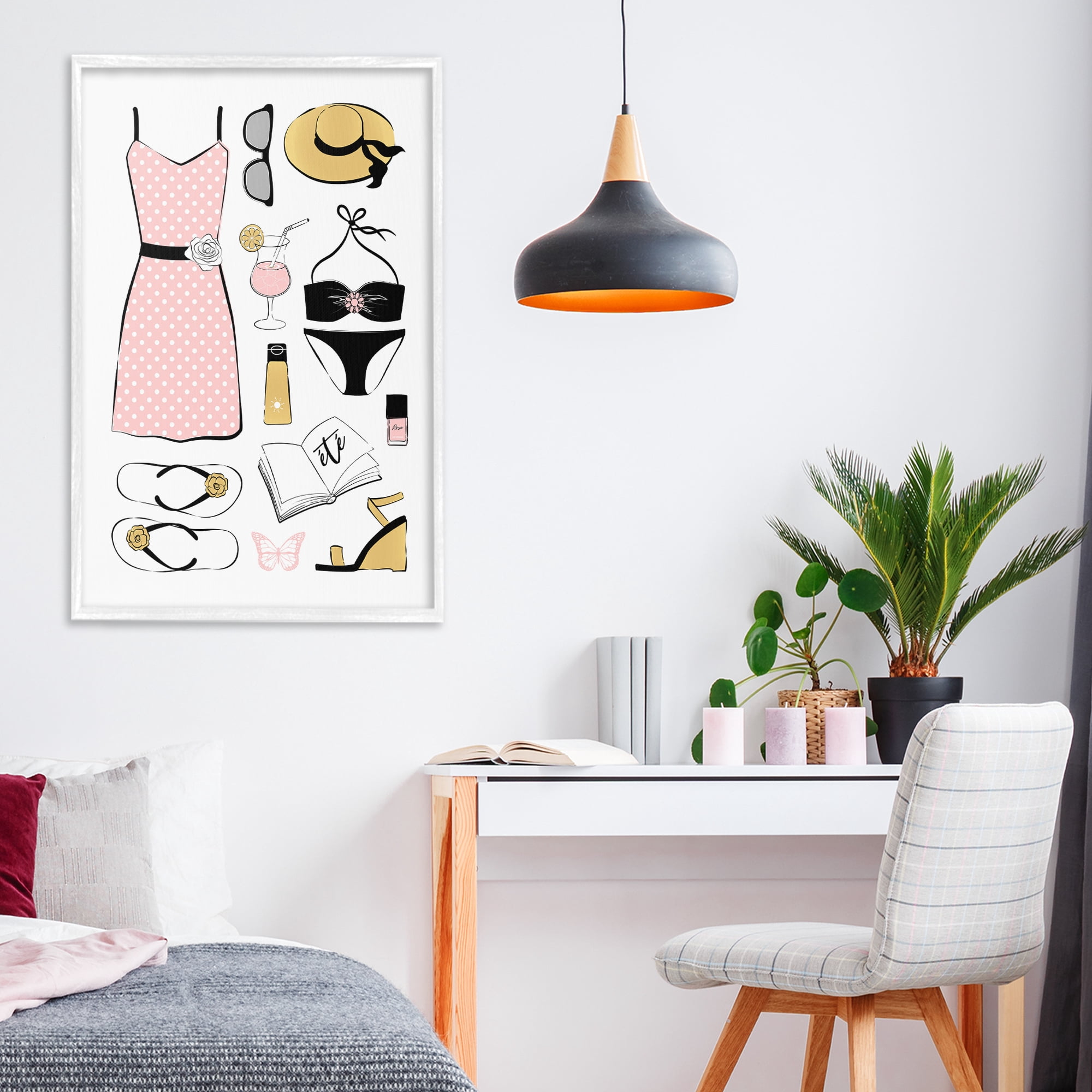 Stupell Industries Summer Vibes Necessities White Framed Giclee Art, design by Martina Pavlova