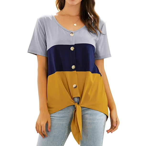 color block button down shirt
