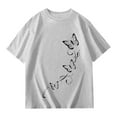 thumbnail image 5 of KAUOD Girls Short Sleeve Shirt Cute Bow Print Summer Tees Tops Teen Kids Loose Fit Crew Neck Casual Graphic T-Shirt Clothes, 5 of 6