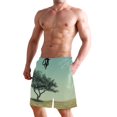thumbnail image 2 of Dailycode Men's Quick Dry Swim Trunks Beach Shorts Casual Summer Board Shorts with Pockets, Tree and Moon, 2 of 8
