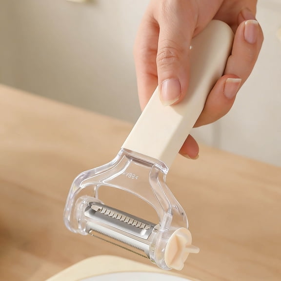3-in-1 Versatile Peeling Tool, Sharp Stainless Steel Potato Peeler Ergonomic Non-Slip Handle, Durable Kitchen Gadget for Home Dormitory Camping Outdoor Cooking Activities, 5.9in, White