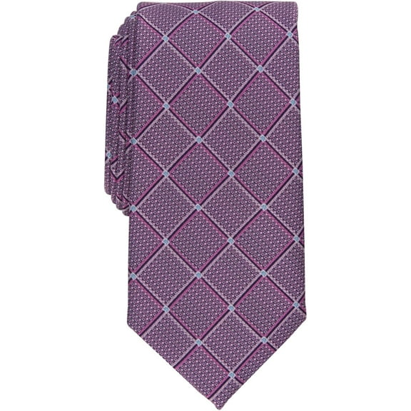Perry Ellis Mens Ebsen Grid Pink Tie Necktie