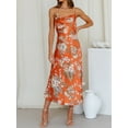 thumbnail image 4 of ZAXARRA Femmes Imprimé Floral Robe Cami Sans Manches une Ligne Côté Fente Midi Robe pour Soirée Club Nuit de Mariage, 4 of 8