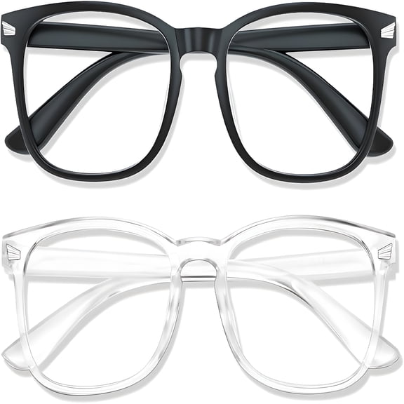 GJX 2026 New Blue Light Glasses for Women Men | 99% Blue Light Blocking Glasses for Computer Gaming Tv Phone Screen Square Frame | Anti Eyestrain & Uv Glare Protection - 2 Pair
