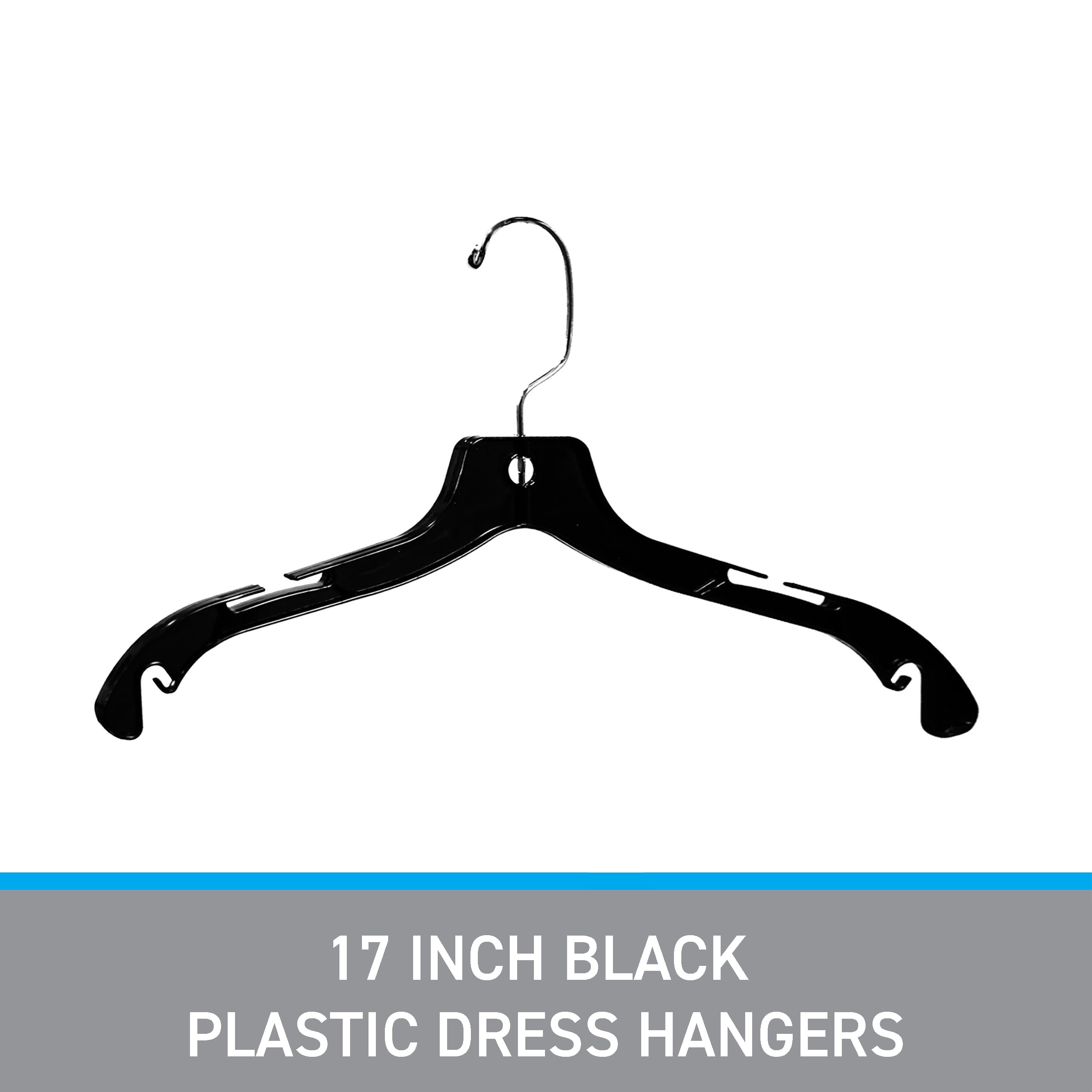 SSWBasics Dress Hangers - Set of 20 Black Plastic Hangers - 17 Inch - Durable Closet Organization Solution